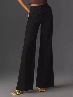 NWT Maeve The Junie Black Wide Leg Pants 28 | Anthropologie Linen Viscose Magic